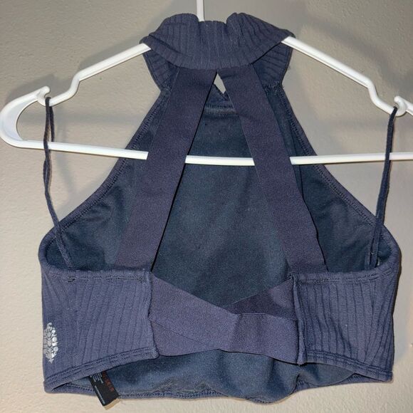 Free people movement Midnight Blue Ribbed Tank Top Small - Picture 3 of 5